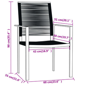 vidaXL Patio Dining Set Black Furniture 3/5/7 Piece 31.5"/55.1" Table Length-26