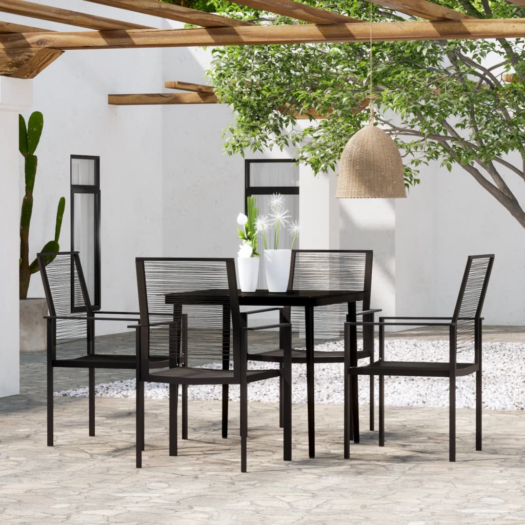 vidaXL Patio Dining Set Black Furniture 3/5/7 Piece 31.5"/55.1" Table Length-10