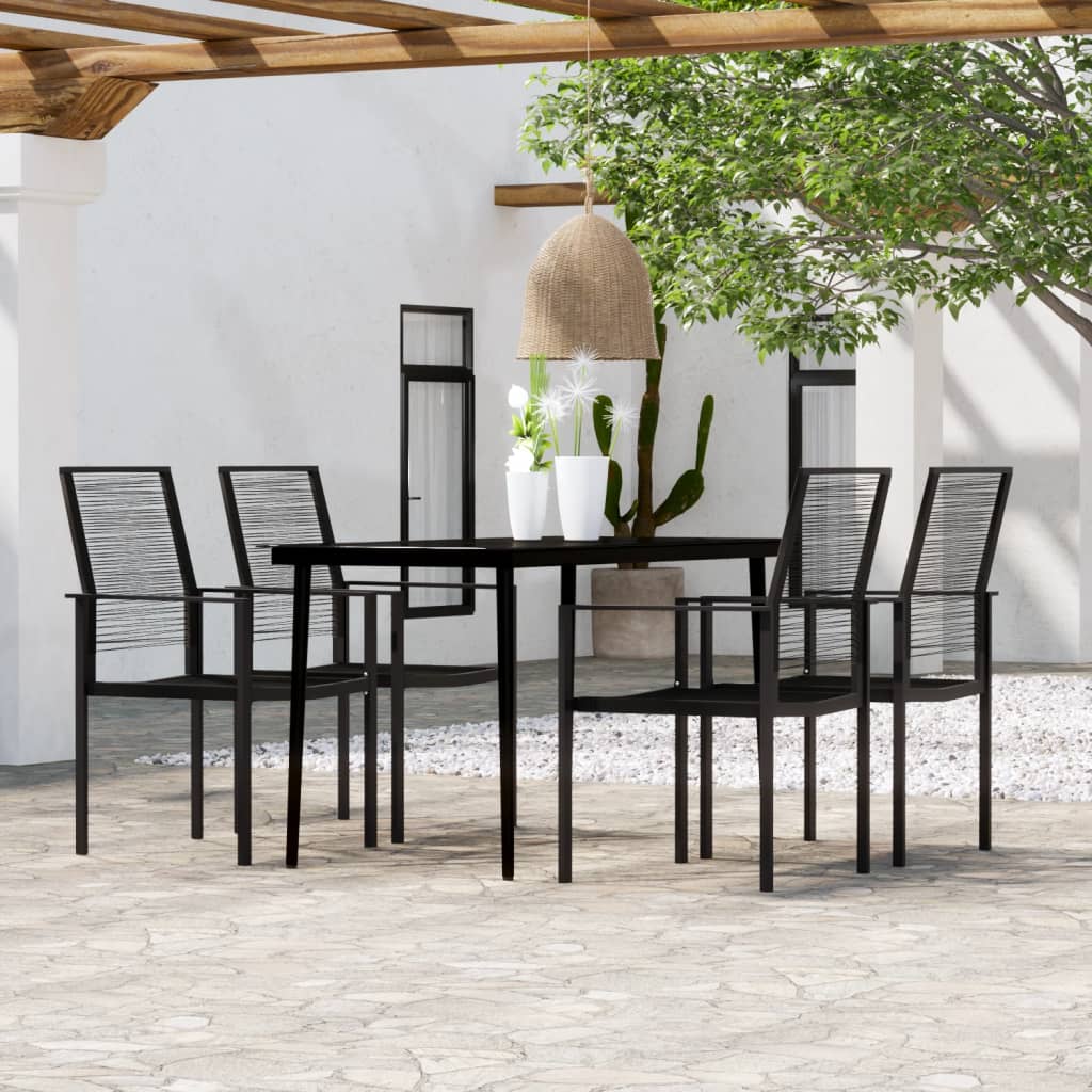 vidaXL Patio Dining Set Black Furniture 3/5/7 Piece 31.5"/55.1" Table Length-36