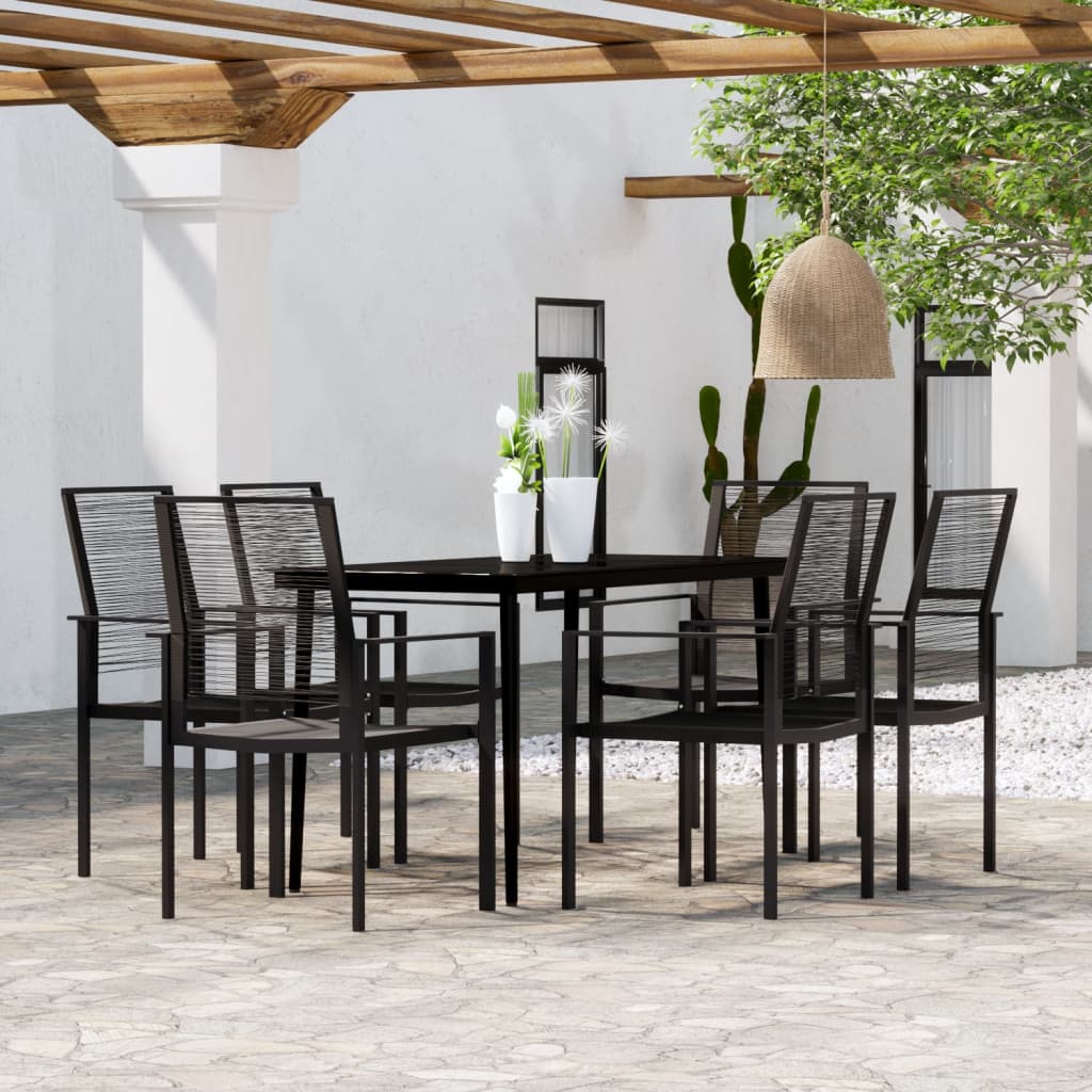 vidaXL Patio Dining Set Black Furniture 3/5/7 Piece 31.5"/55.1" Table Length-24