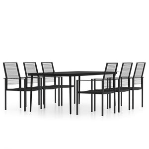 vidaXL Patio Dining Set Black Furniture 3/5/7 Piece 31.5"/55.1" Table Length-7