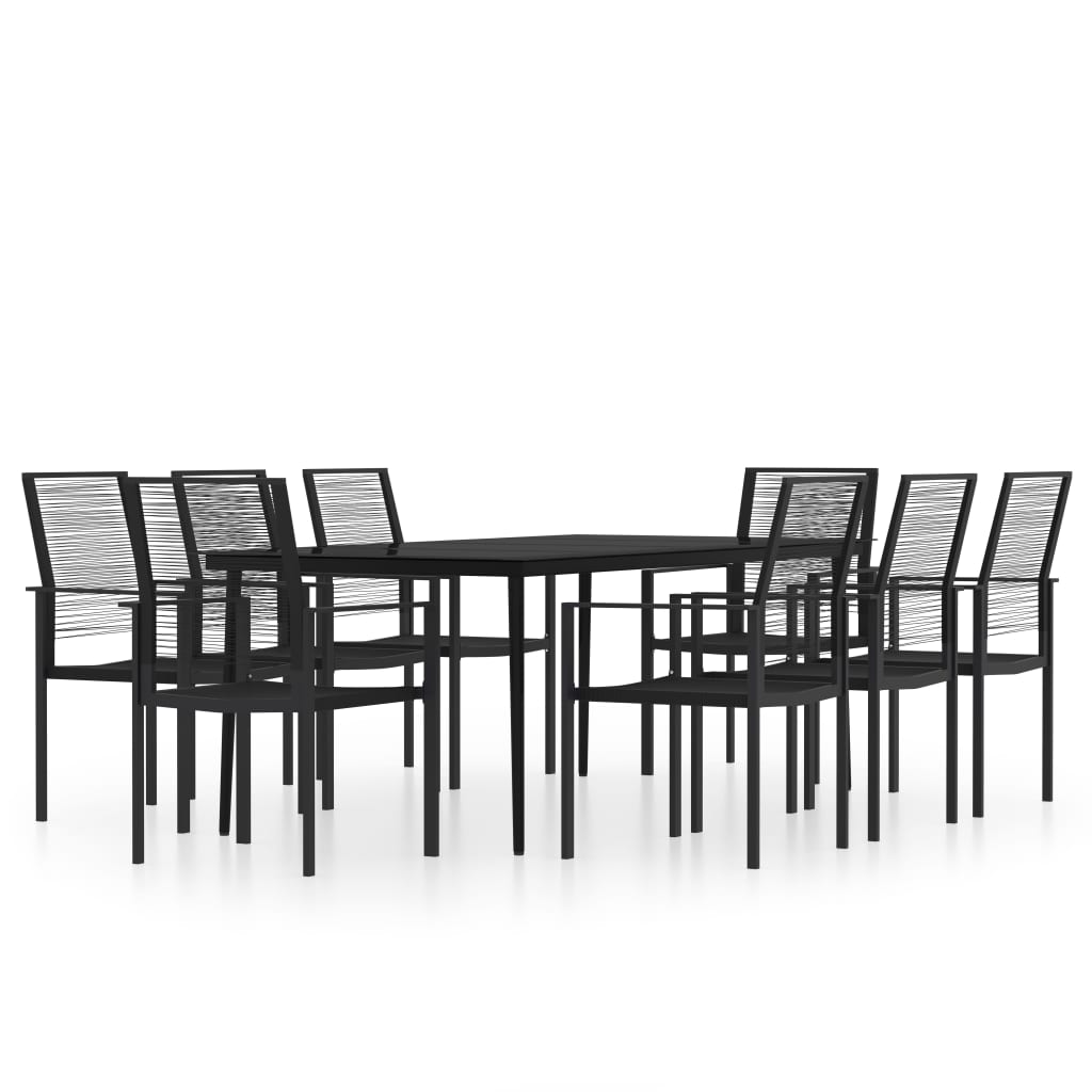 vidaXL Patio Dining Set Black Furniture 3/5/7 Piece 31.5"/55.1" Table Length-47