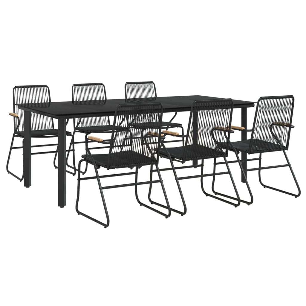 vidaXL 5 Piece Patio Dining Set Black PVC Rattan-27