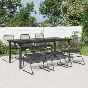 vidaXL 5 Piece Patio Dining Set Black PVC Rattan-33