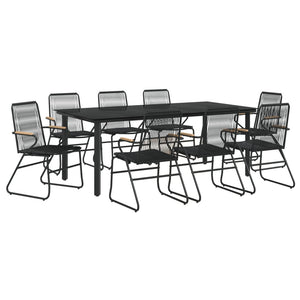 vidaXL 5 Piece Patio Dining Set Black PVC Rattan-39