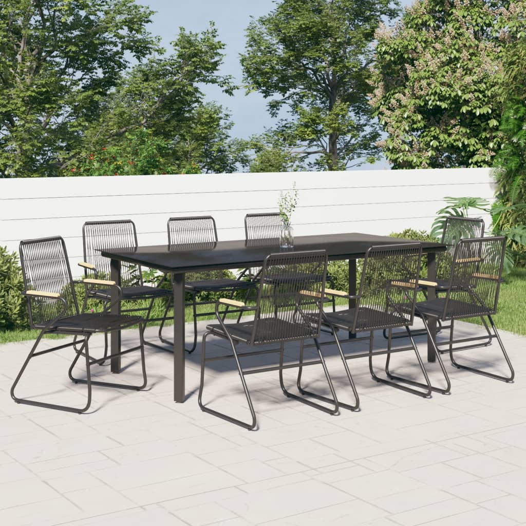 vidaXL 5 Piece Patio Dining Set Black PVC Rattan-45