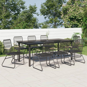 vidaXL 5 Piece Patio Dining Set Black PVC Rattan-45