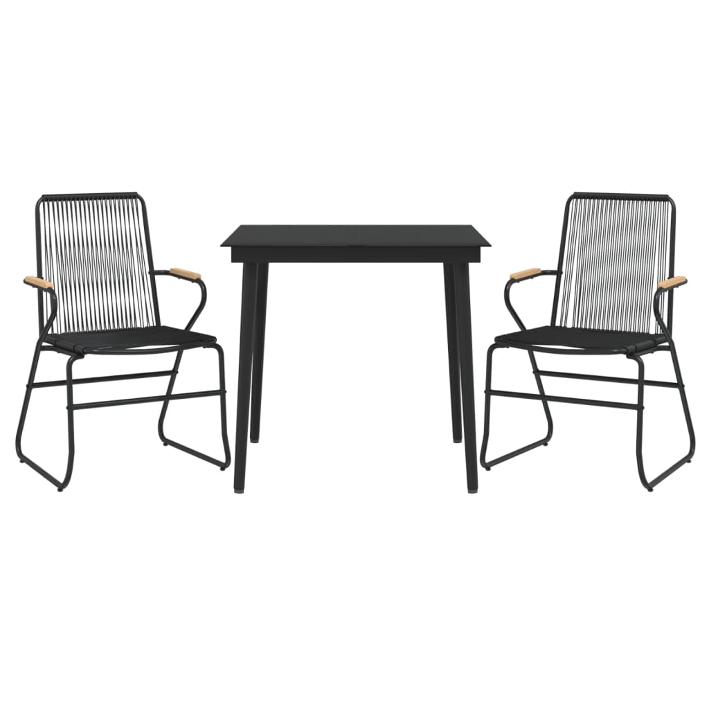 vidaXL 5 Piece Patio Dining Set Black PVC Rattan-51