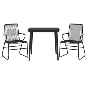 vidaXL 5 Piece Patio Dining Set Black PVC Rattan-51