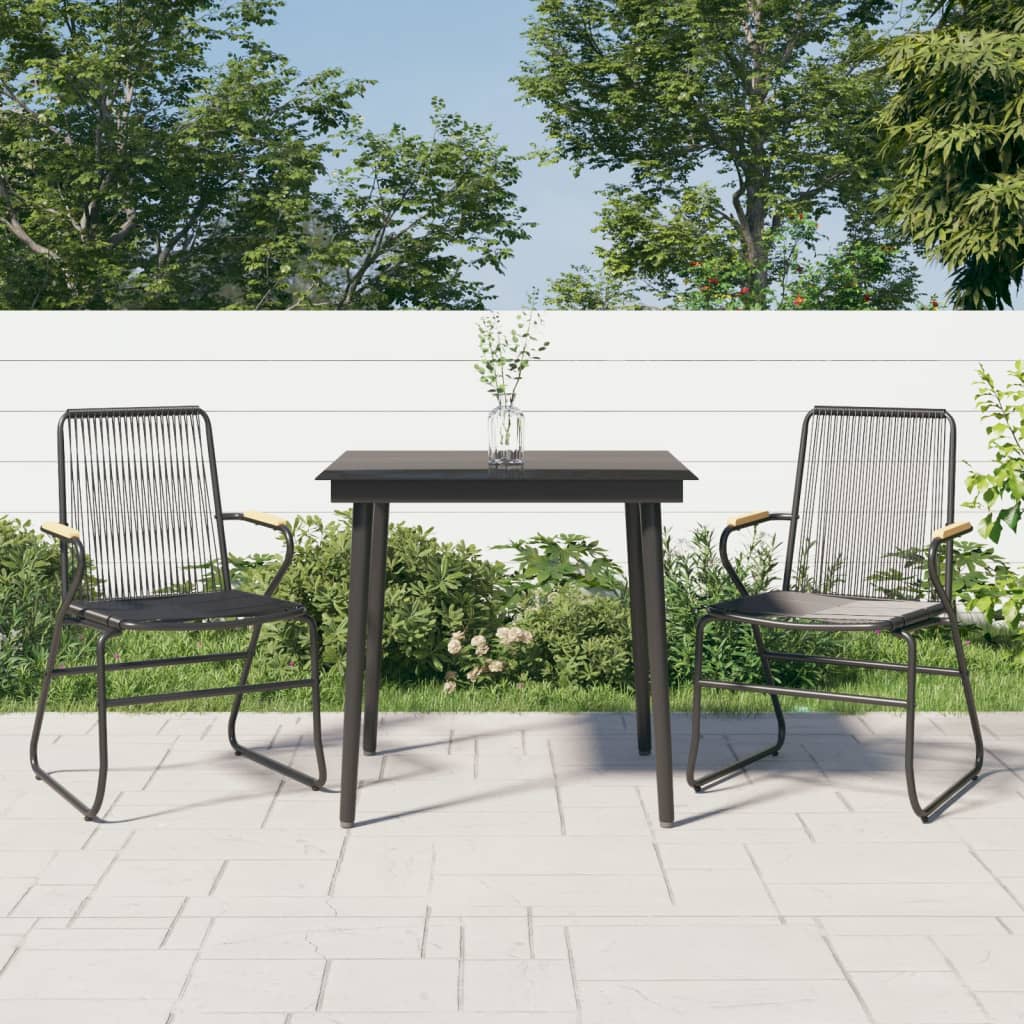 vidaXL 5 Piece Patio Dining Set Black PVC Rattan-9