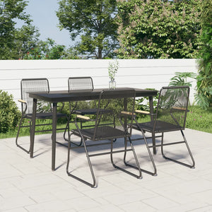 vidaXL 5 Piece Patio Dining Set Black PVC Rattan-65