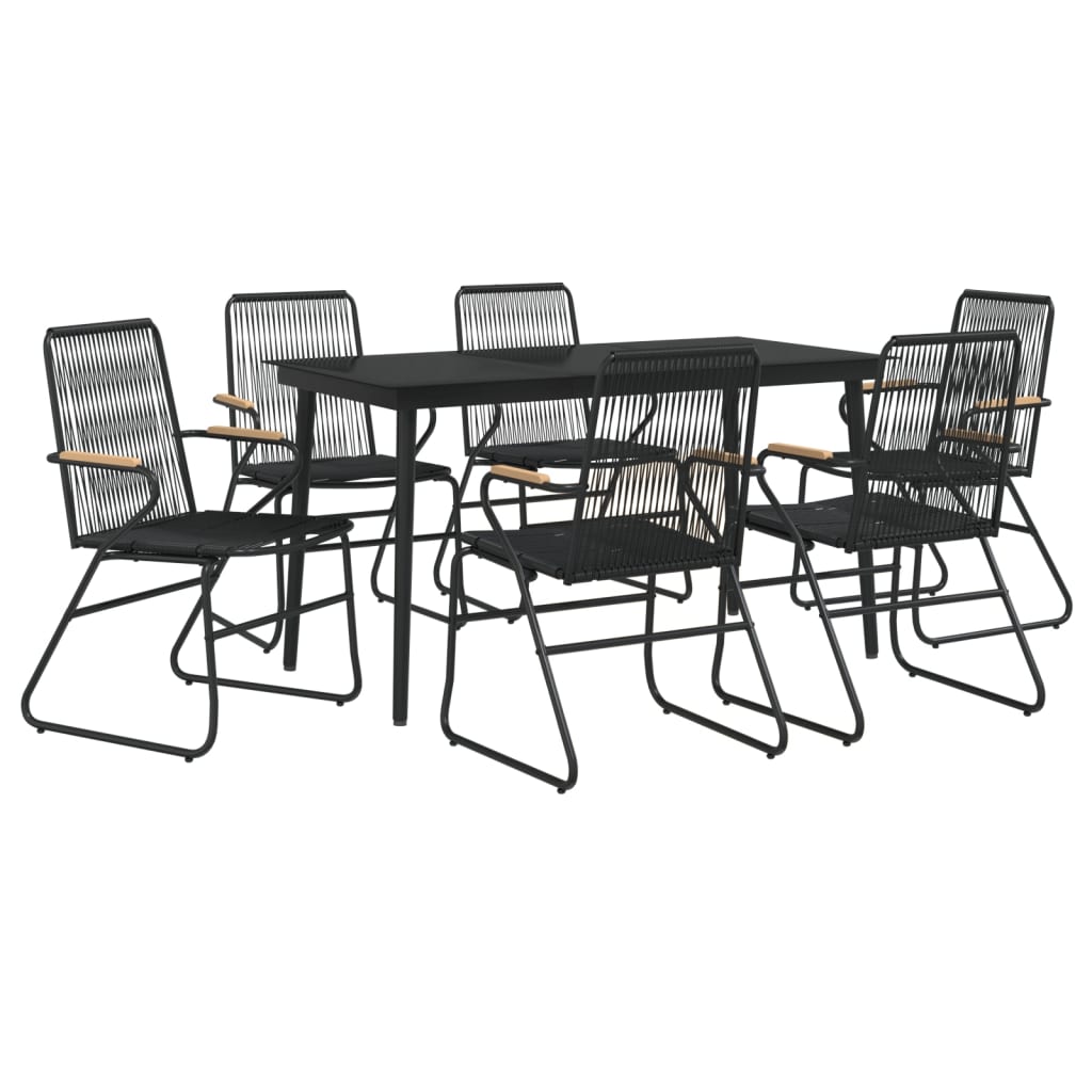 vidaXL 5 Piece Patio Dining Set Black PVC Rattan-0