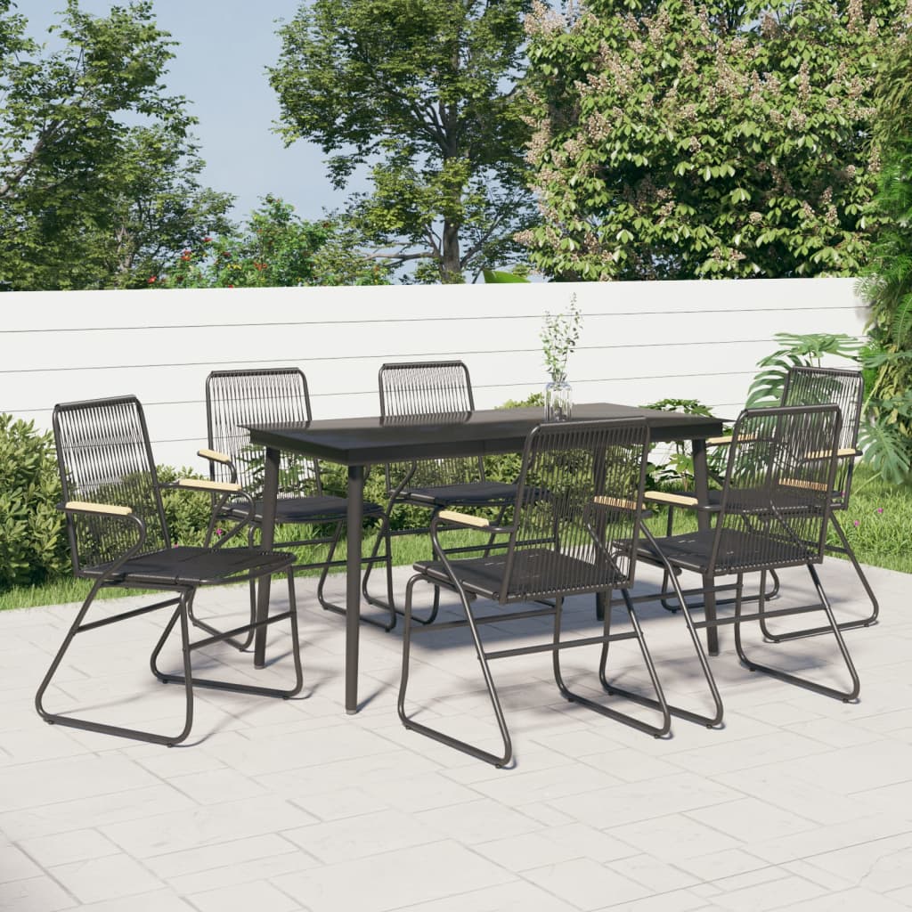 vidaXL 5 Piece Patio Dining Set Black PVC Rattan-8