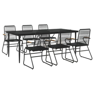 vidaXL 5 Piece Patio Dining Set Black PVC Rattan-57