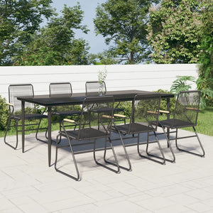 vidaXL 5 Piece Patio Dining Set Black PVC Rattan-64