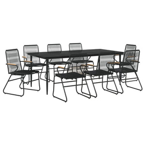 vidaXL 5 Piece Patio Dining Set Black PVC Rattan-43