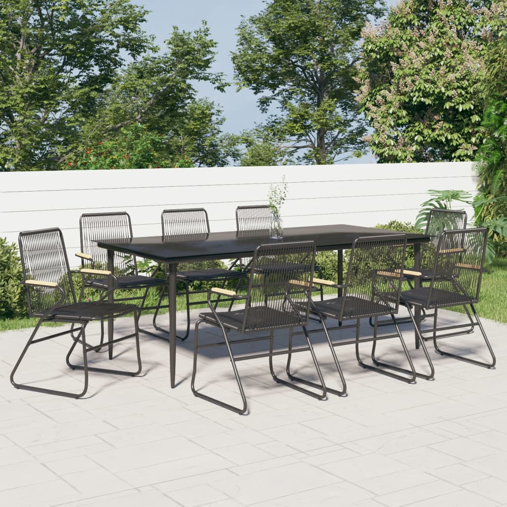 vidaXL 5 Piece Patio Dining Set Black PVC Rattan-50