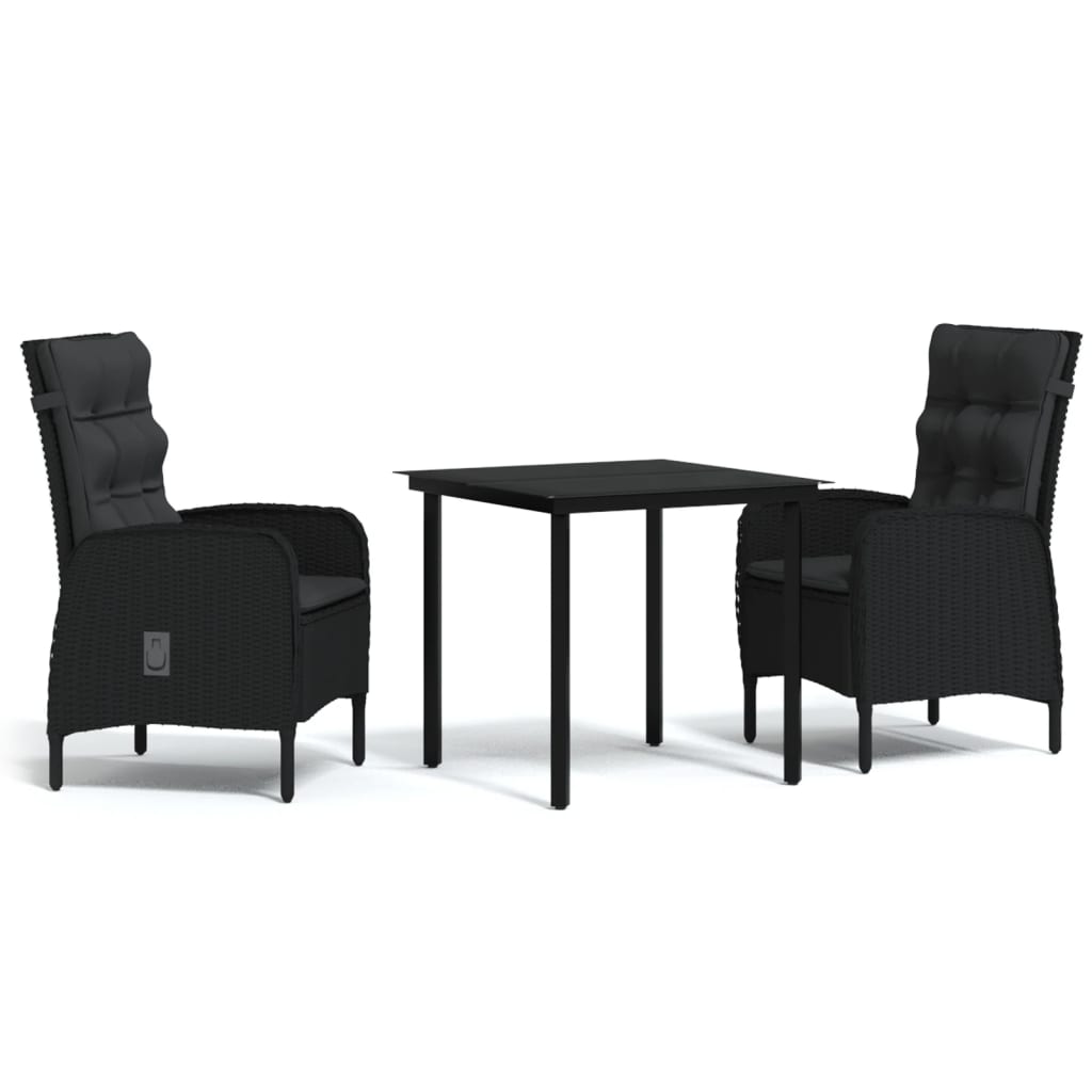 vidaXL Patio Dining Set with Cushions Gray and Black Garden Chair 3/5/7 Piece-14