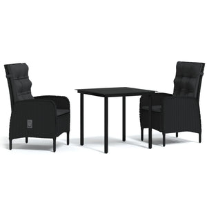 vidaXL Patio Dining Set with Cushions Gray and Black Garden Chair 3/5/7 Piece-14