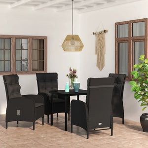 vidaXL Patio Dining Set with Cushions Gray and Black Garden Chair 3/5/7 Piece-59