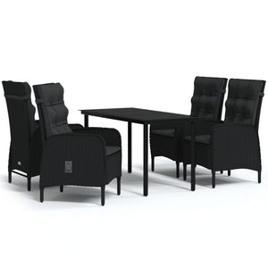 vidaXL Patio Dining Set with Cushions Gray and Black Garden Chair 3/5/7 Piece-28