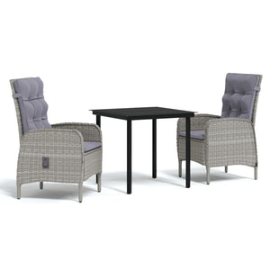 vidaXL Patio Dining Set with Cushions Gray and Black Garden Chair 3/5/7 Piece-18