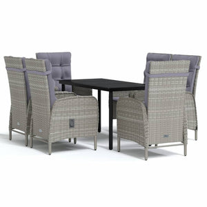 vidaXL Patio Dining Set with Cushions Gray and Black Garden Chair 3/5/7 Piece-55