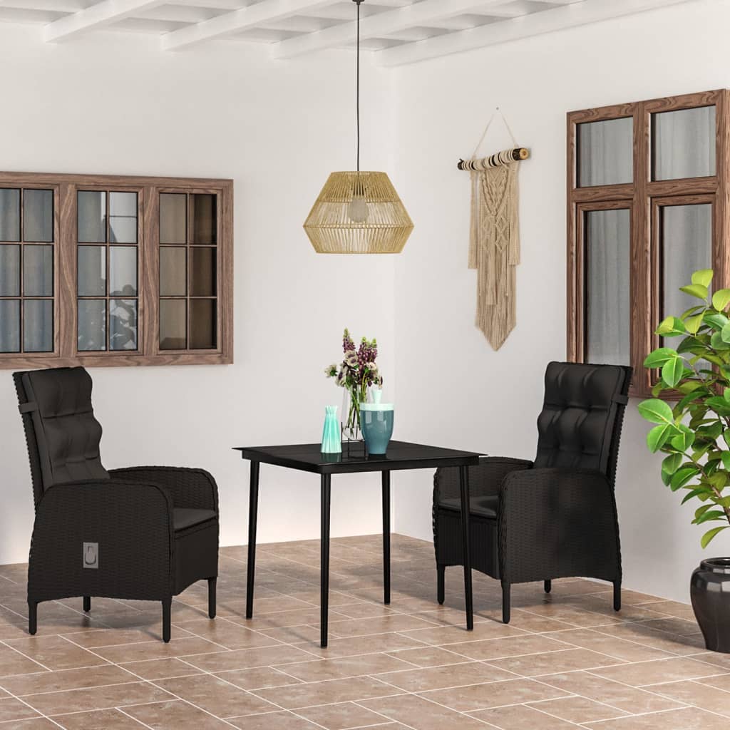 vidaXL Patio Dining Set with Cushions Gray and Black Garden Chair 3/5/7 Piece-7