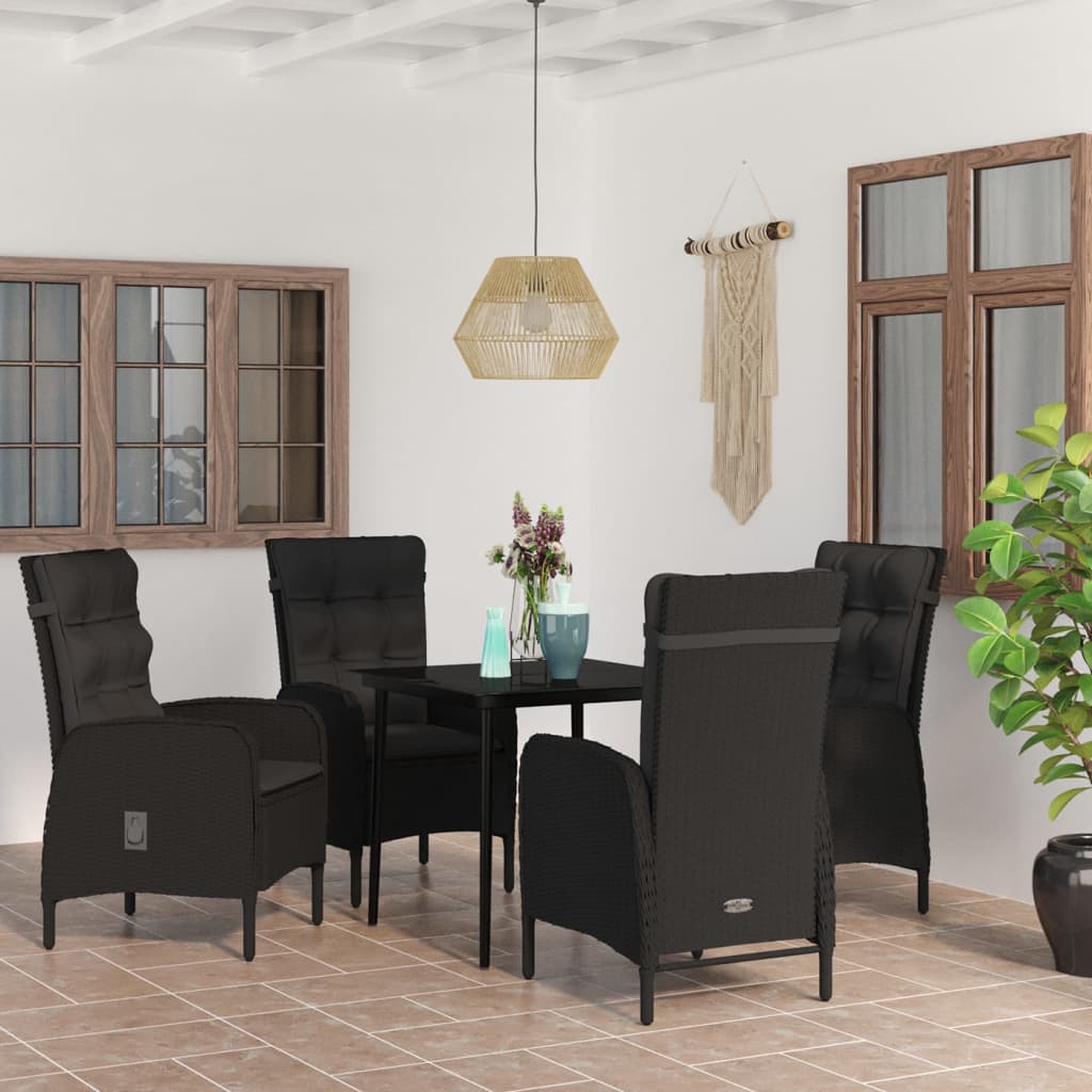 vidaXL Patio Dining Set with Cushions Gray and Black Garden Chair 3/5/7 Piece-61