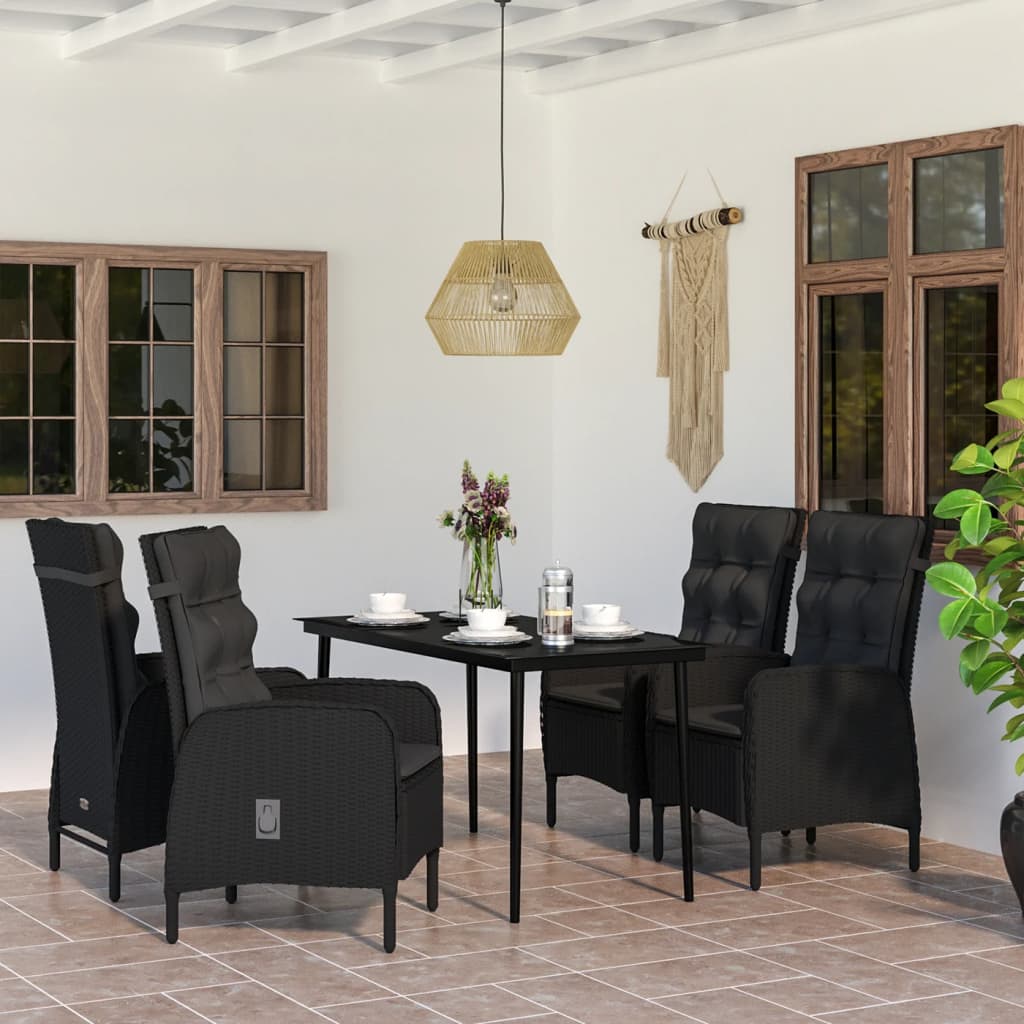 vidaXL Patio Dining Set with Cushions Gray and Black Garden Chair 3/5/7 Piece-49