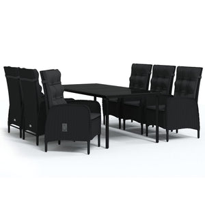 vidaXL Patio Dining Set with Cushions Gray and Black Garden Chair 3/5/7 Piece-2