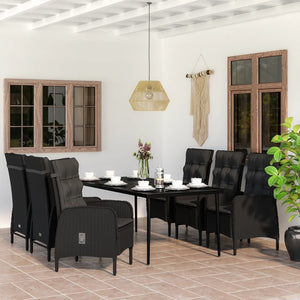 vidaXL Patio Dining Set with Cushions Gray and Black Garden Chair 3/5/7 Piece-9