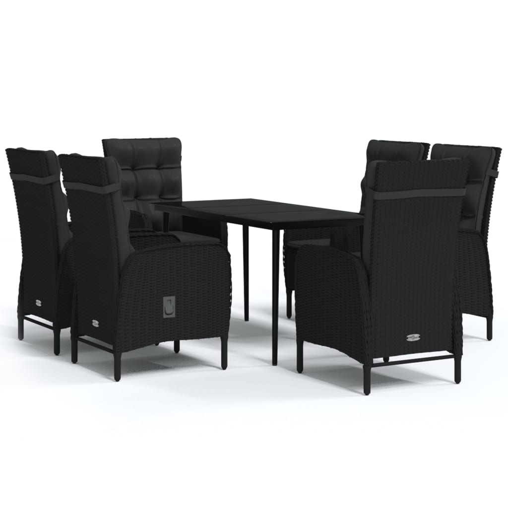 vidaXL Patio Dining Set with Cushions Gray and Black Garden Chair 3/5/7 Piece-30