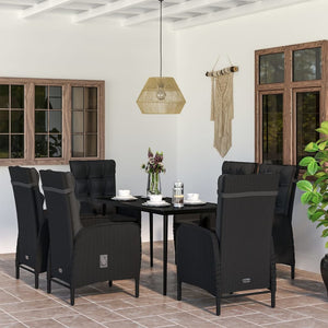 vidaXL Patio Dining Set with Cushions Gray and Black Garden Chair 3/5/7 Piece-37