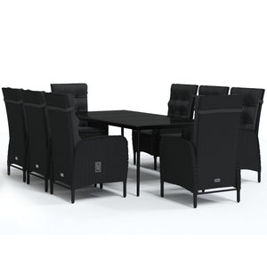 vidaXL Patio Dining Set with Cushions Gray and Black Garden Chair 3/5/7 Piece-16