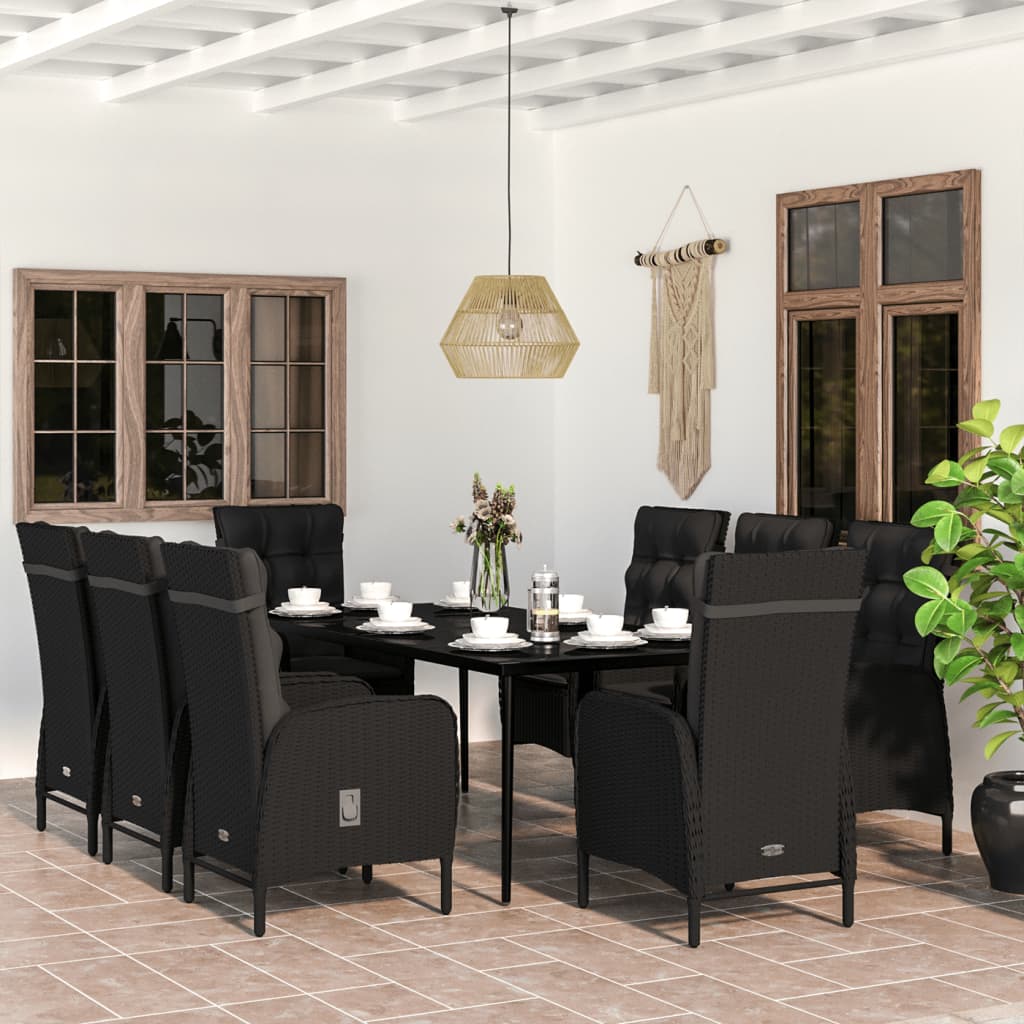 vidaXL Patio Dining Set with Cushions Gray and Black Garden Chair 3/5/7 Piece-23