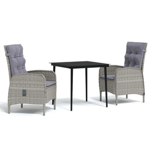 vidaXL Patio Dining Set with Cushions Gray and Black Garden Chair 3/5/7 Piece-53