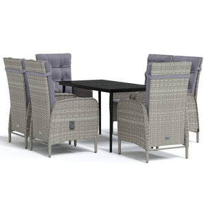 vidaXL Patio Dining Set with Cushions Gray and Black Garden Chair 3/5/7 Piece-14