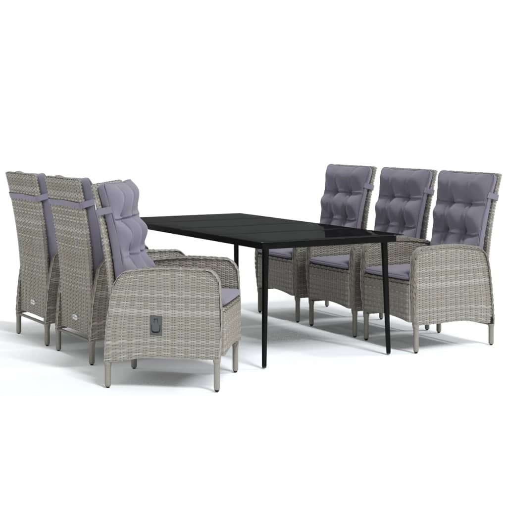 vidaXL Patio Dining Set with Cushions Gray and Black Garden Chair 3/5/7 Piece-41