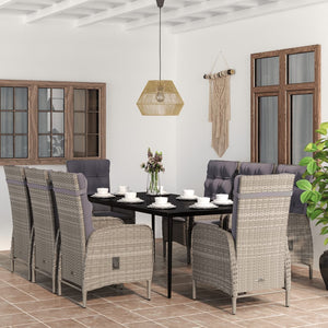 vidaXL Patio Dining Set with Cushions Gray and Black Garden Chair 3/5/7 Piece-35