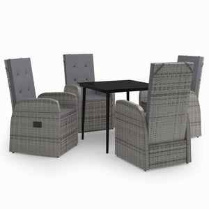 vidaXL Patio Dining Set Seat 3/5/7 Piece Black/Gray 31.5"/55.1" Table Length-7