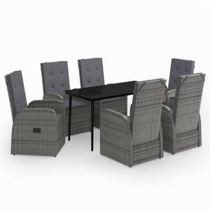 vidaXL Patio Dining Set Seat 3/5/7 Piece Black/Gray 31.5"/55.1" Table Length-8