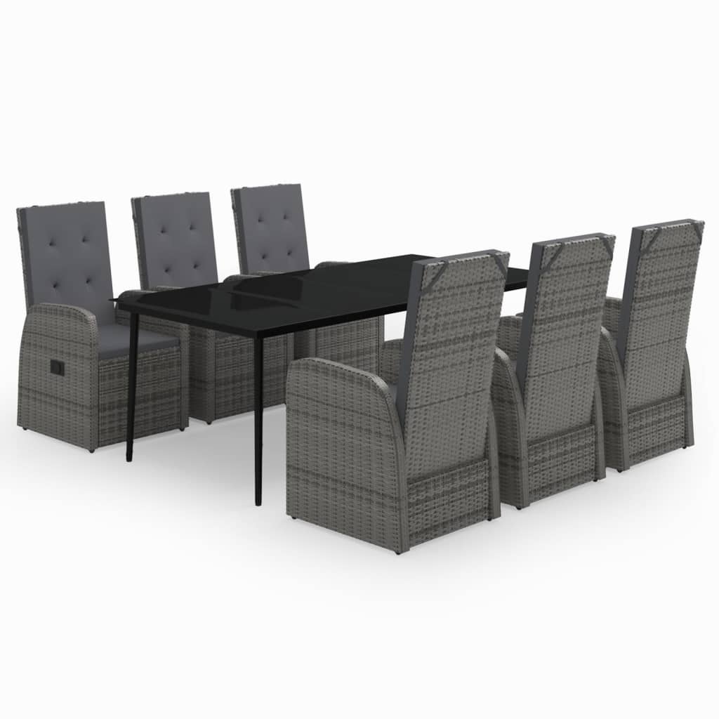 vidaXL Patio Dining Set Seat 3/5/7 Piece Black/Gray 31.5"/55.1" Table Length-18