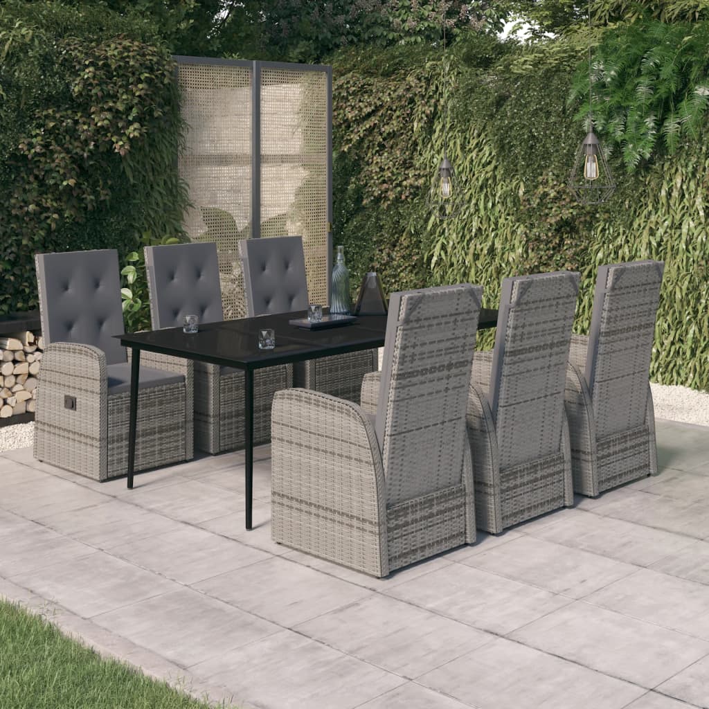 vidaXL Patio Dining Set Seat 3/5/7 Piece Black/Gray 31.5"/55.1" Table Length-20