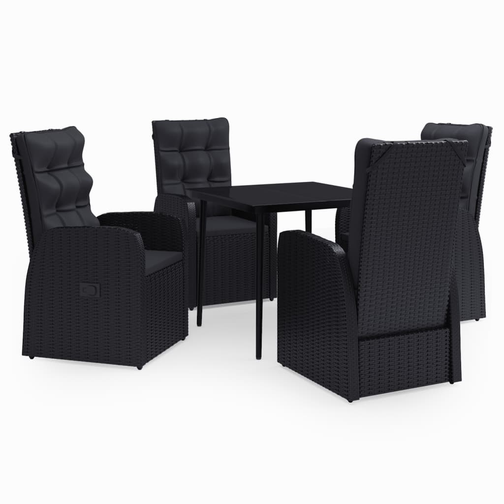 vidaXL Patio Dining Set Seat 3/5/7 Piece Black/Gray 31.5"/55.1" Table Length-0