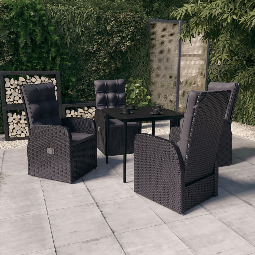 vidaXL Patio Dining Set Seat 3/5/7 Piece Black/Gray 31.5"/55.1" Table Length-13