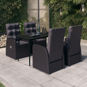 vidaXL Patio Dining Set Seat 3/5/7 Piece Black/Gray 31.5"/55.1" Table Length-23