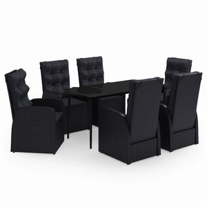 vidaXL Patio Dining Set Seat 3/5/7 Piece Black/Gray 31.5"/55.1" Table Length-2