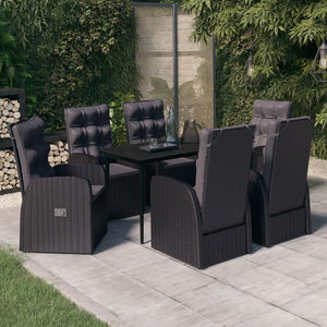 vidaXL Patio Dining Set Seat 3/5/7 Piece Black/Gray 31.5"/55.1" Table Length-5