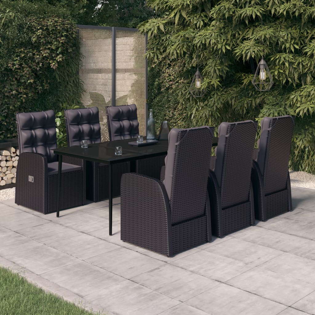 vidaXL Patio Dining Set Seat 3/5/7 Piece Black/Gray 31.5"/55.1" Table Length-15